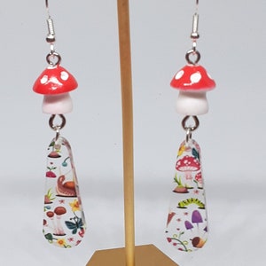 Mushroom Dangle Earrings Fun Jewelry Gifts for Her