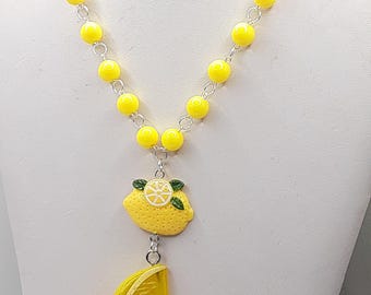 Lemon Charm Necklace  Summer Jewelry