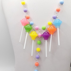 Lollipop Sucker Charm Statement Necklace Unique Fun Jewelry