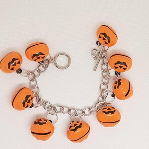 Pumpkin Bell Charm Bracelet Halloween Bracelet Pumpkin Bracelet