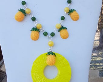 Pineapple Charm Necklace Fun Summer Vacation Gifts for Her