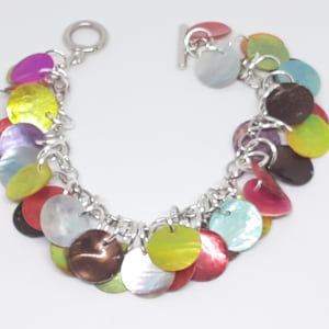Mussel shell Clustered Charm Bracelet Summer Shells Colorful Gifts for Her