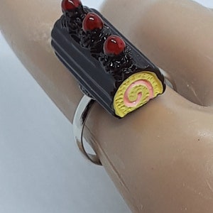 Chocolate Swirl Log Cake  Ring  Adjustable rings Child or Adult gifts for her