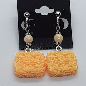 Ramen Instant Noodles Clip On Earrings Whimsical Fun Food Jewelry gifts for her
