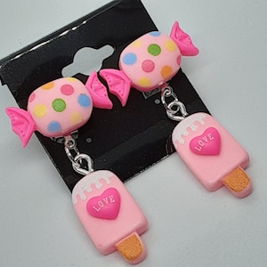 Candy & Ice Cream Bar Clip On Earrings: Whimsical Fun Food Jewelry