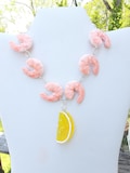 Shrimp and Lemon Statement Charm Necklace Summer Vacation Jewelry