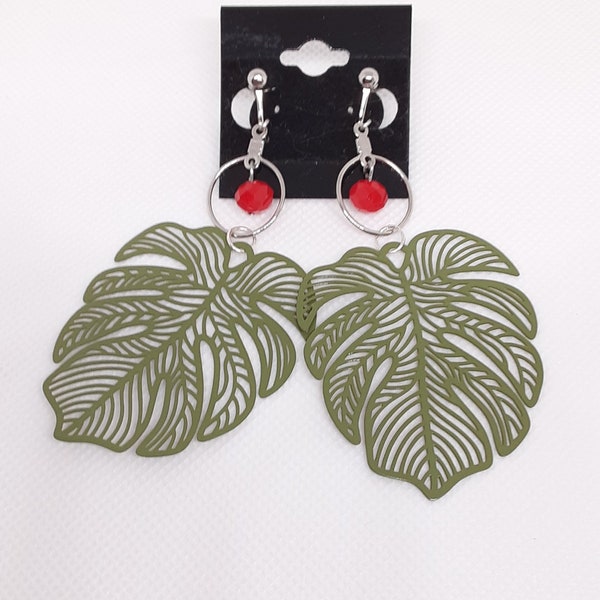 Leaf Clip On Earrings Fun Summer Jewelry Gifts for Her