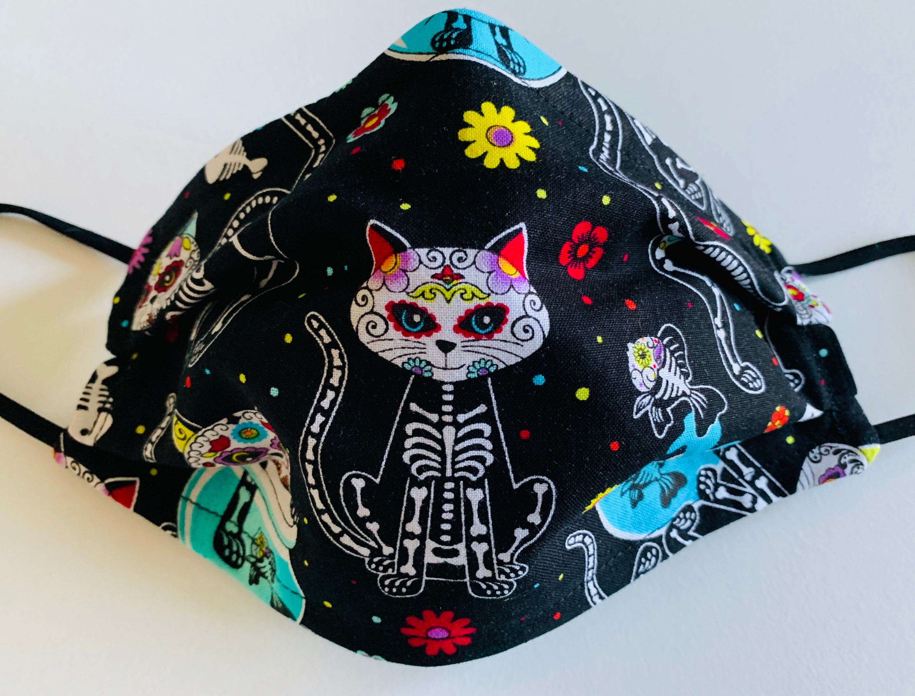 Black Cat, Sugar Skull Face Mask