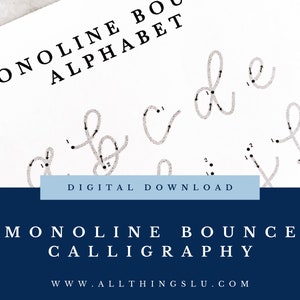 Bouncy Monoline Lettering Guide, LOWERCASE and UPPERCASE 