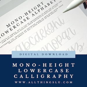 Mono-Height Lowercase Calligraphy Practice Guide | Handlettering Worksheet | Hand Lettering Workbook Page | Learn To Letter