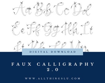 Faux Calligraphy 2.0 Practice Guide | Handlettering Worksheet | Hand Lettering Workbook Page | Learn To Letter