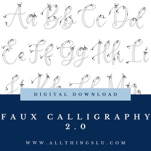 Faux Calligraphy 2.0 Praxisleitfaden | Handlettering Arbeitsblatt | Handlettering Arbeitsmappe Seite | Lerne zu schreiben