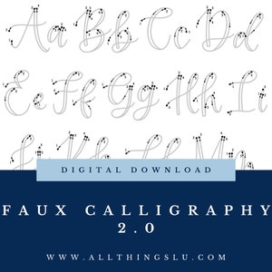 Faux Calligraphy 2.0 Practice Guide | Handlettering Worksheet | Hand Lettering Workbook Page | Learn To Letter