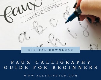 Faux Calligraphy Practice Guide for Beginners | Handlettering Worksheet | Hand Lettering Workbook Page | Learn To Letter
