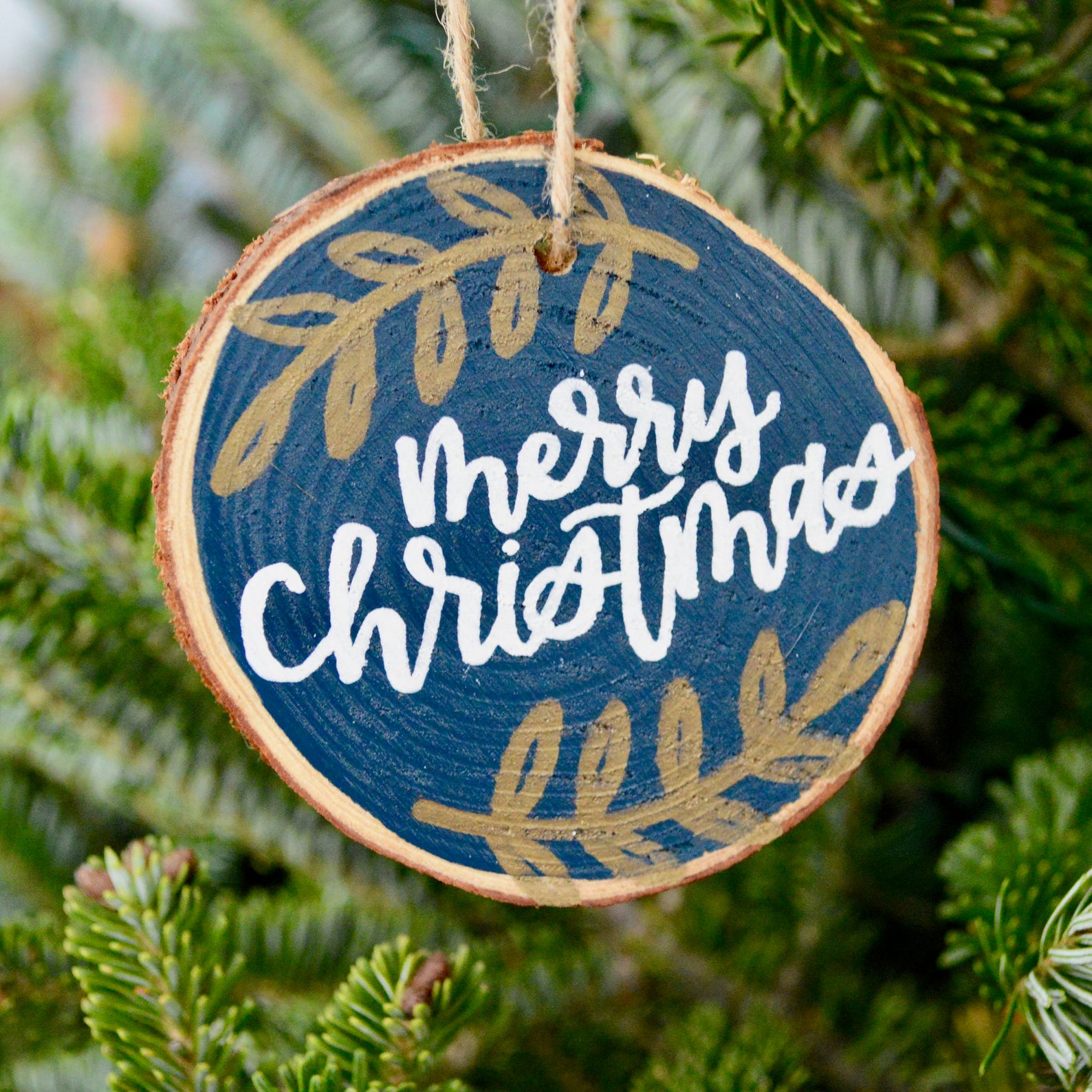 Custom Wood Slice HandLettered Ornaments Calligraphy Etsy