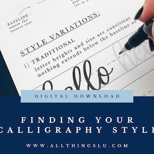 Finden Sie Ihren Kalligrafie-Stil Praxisleitfaden | Handlettering Arbeitsblatt | Hand Lettering Workbook Seite | Buchstaben lernen