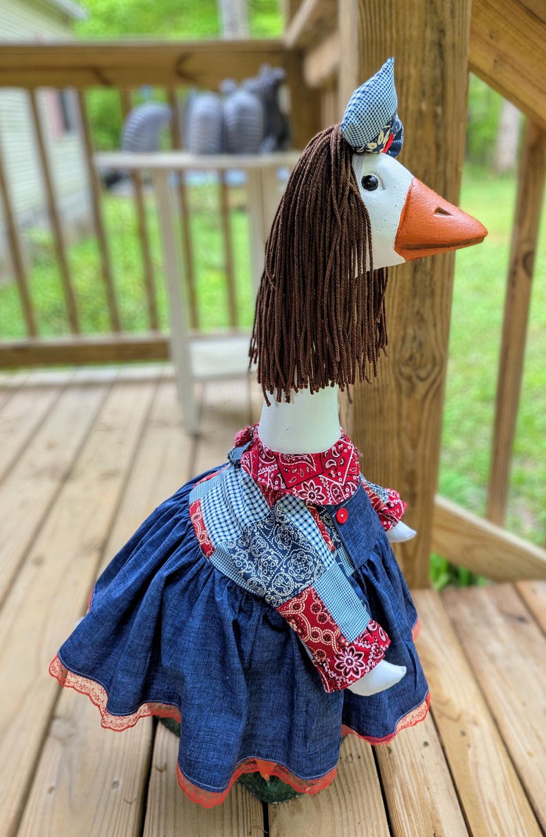 Spring / Summer/bandana/dress for Your Porch Goose With Hair Bow & Wig ...