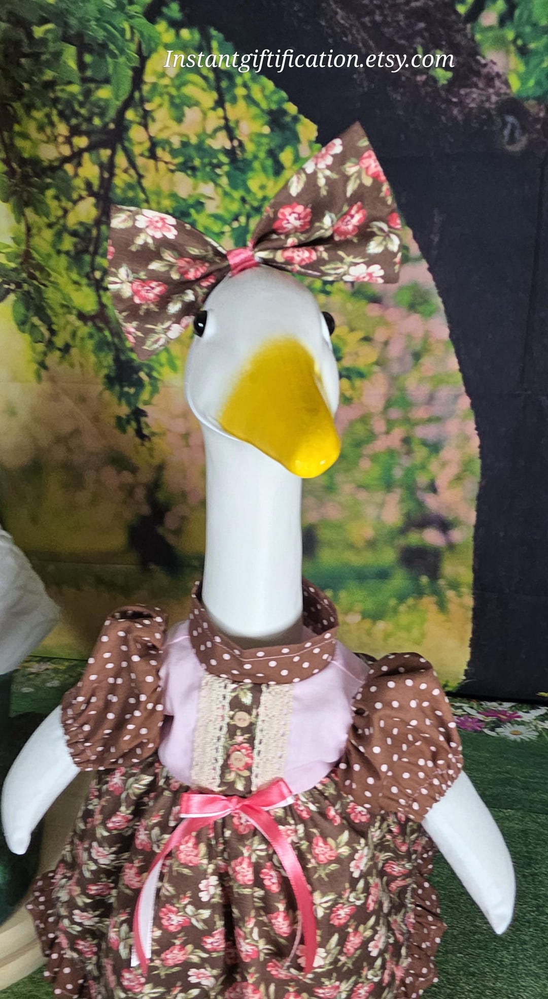 Floral Spring/ Summer/porch Goose Dress With Hair Bow & Wig, Fits 23 ...