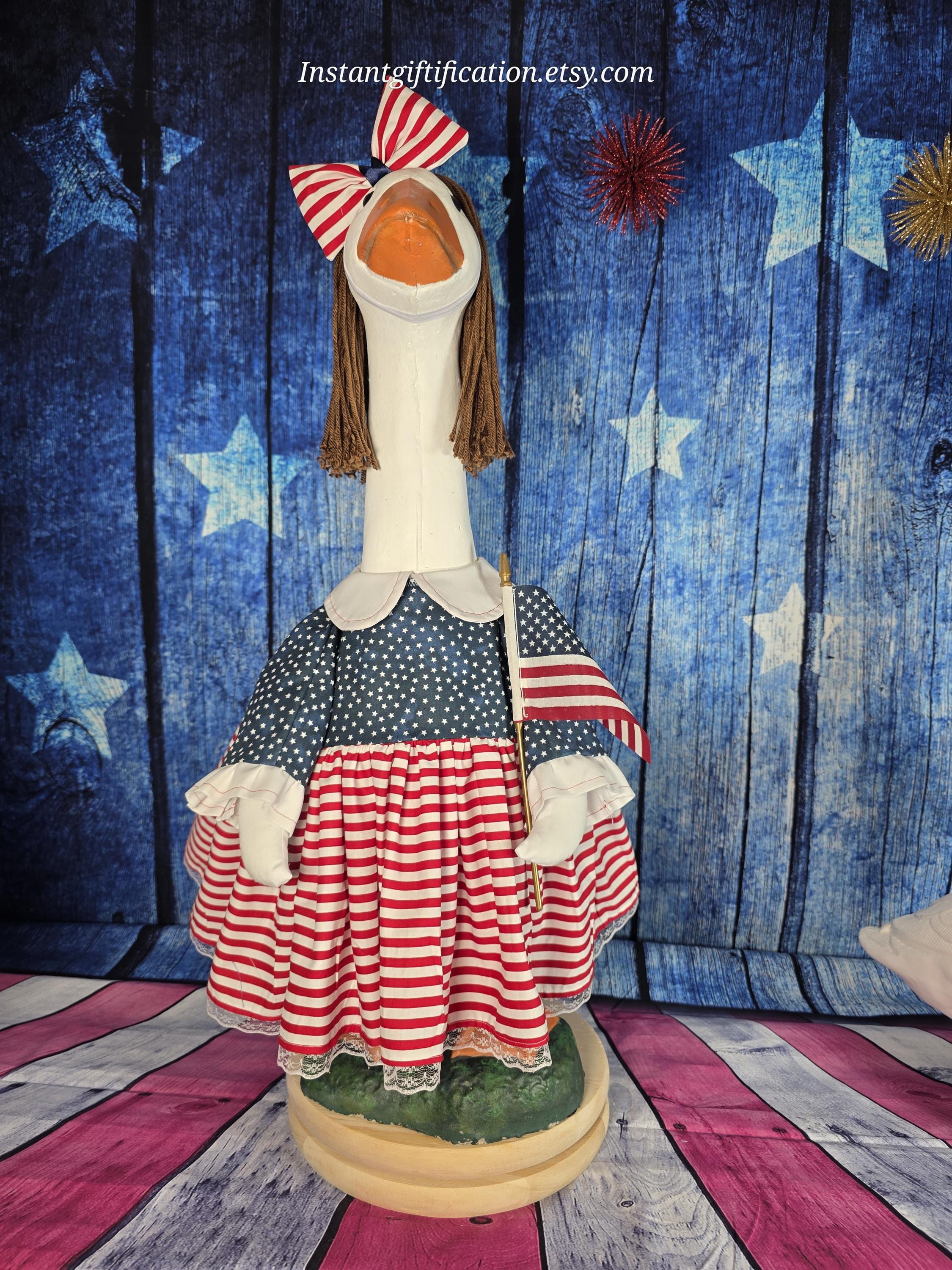 4th of July/ Summer Porch Goose Dress With Hair Bow, Wig & Flag! Fits a ...
