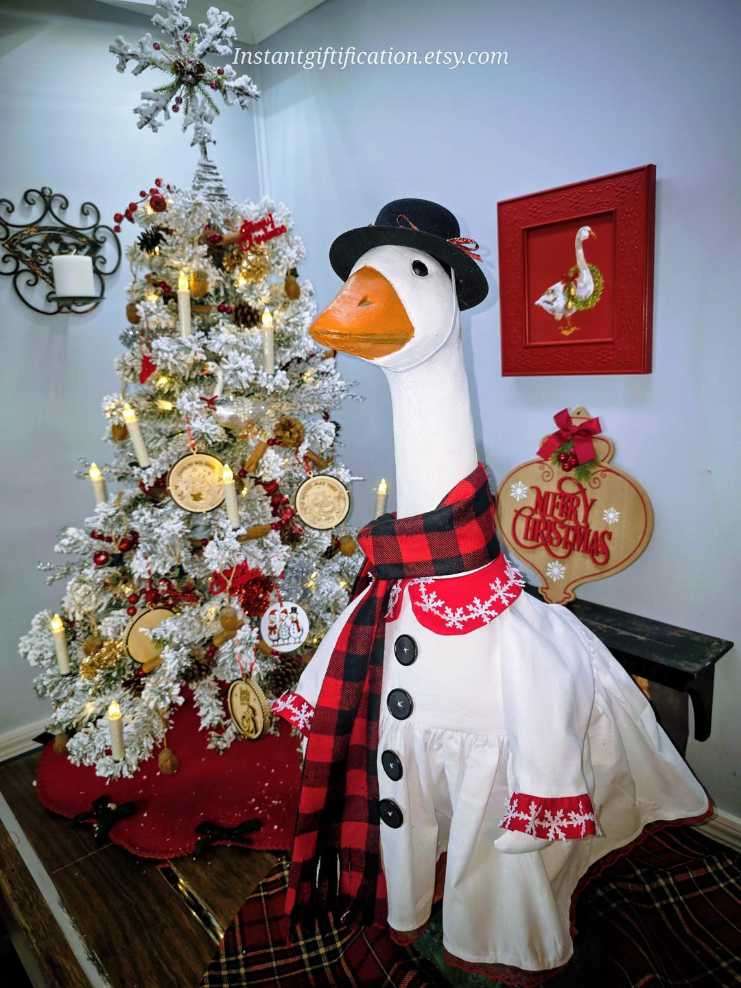 Christmas/ Snowman Porch Goose Dress With Hat & Scarf - Etsy