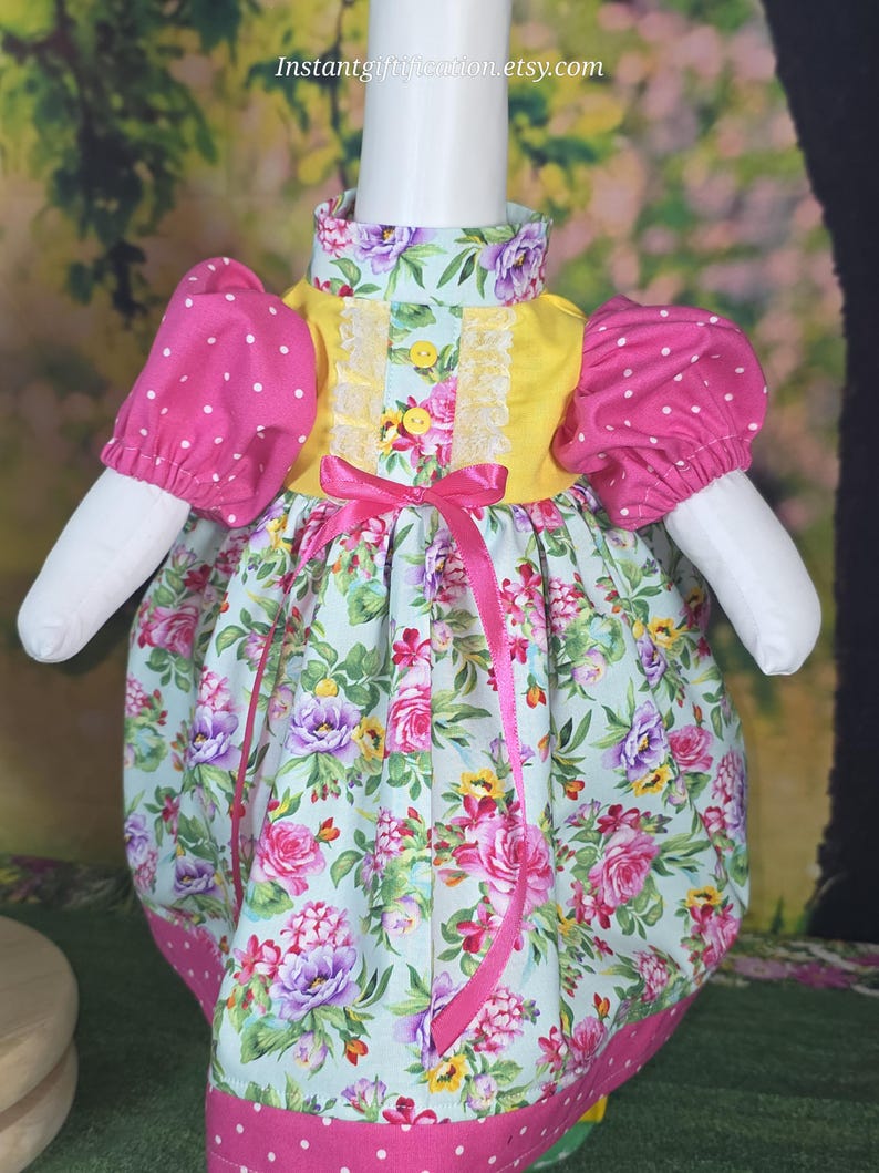 Floral Spring/ Summer/porch Goose Dress With Hair Bow & Wig, Fits 19 ...
