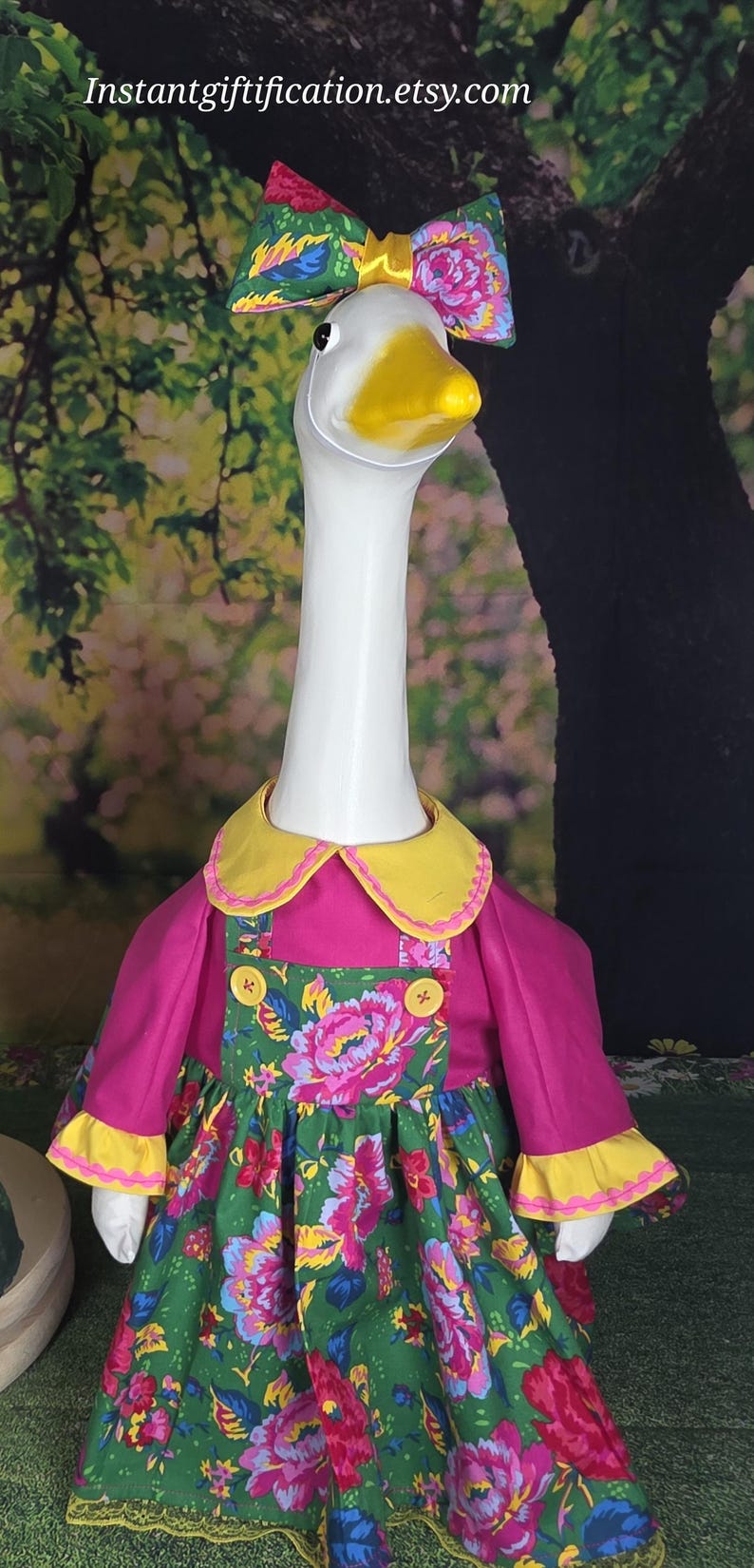 Spring / Summer Floral Dresse With Bow & Wig for Your Porch Goose - Etsy