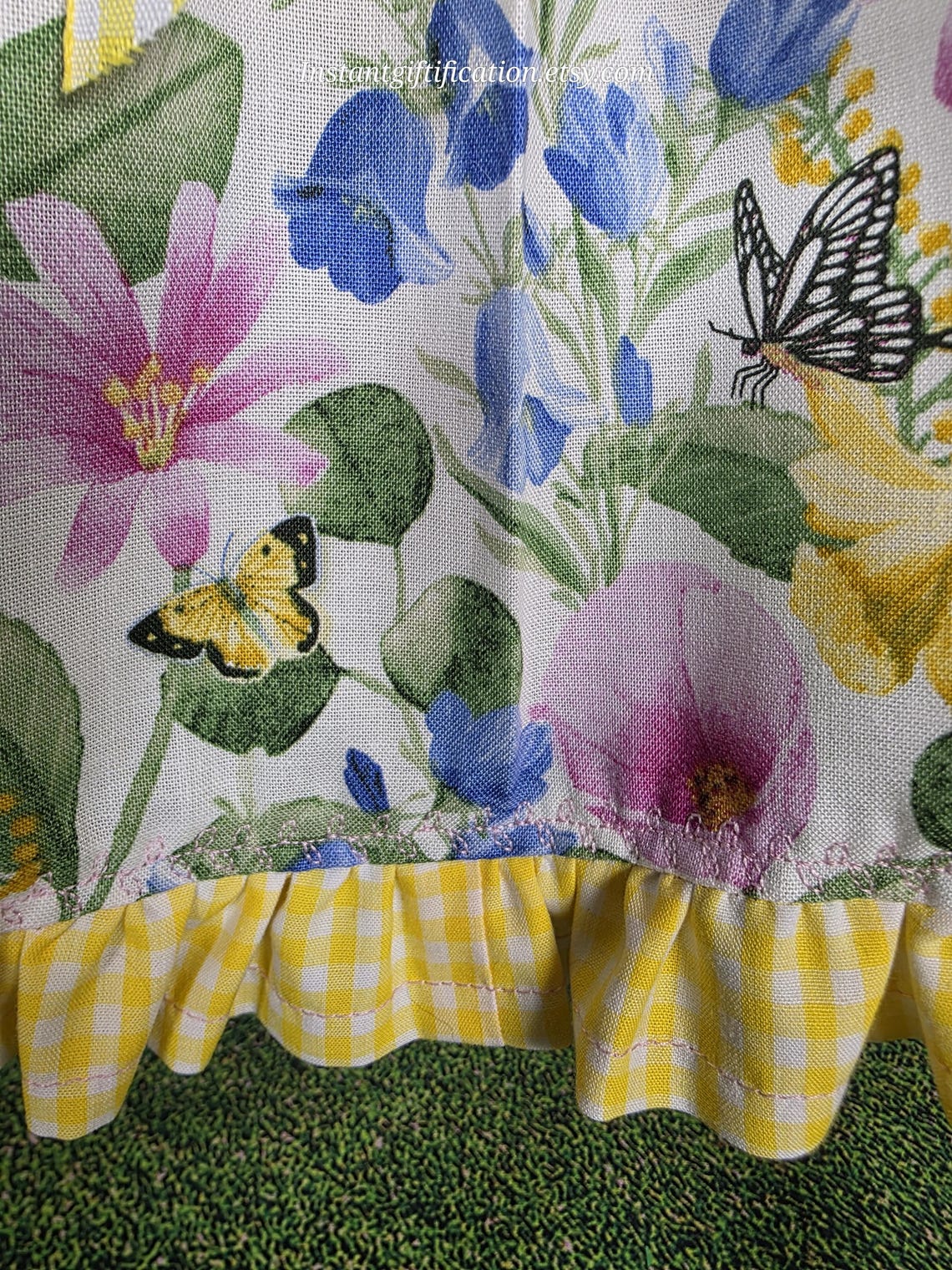 Spring / Summer / Floral Fabric Porch Goose Dress With Hair Bow & Wig ...