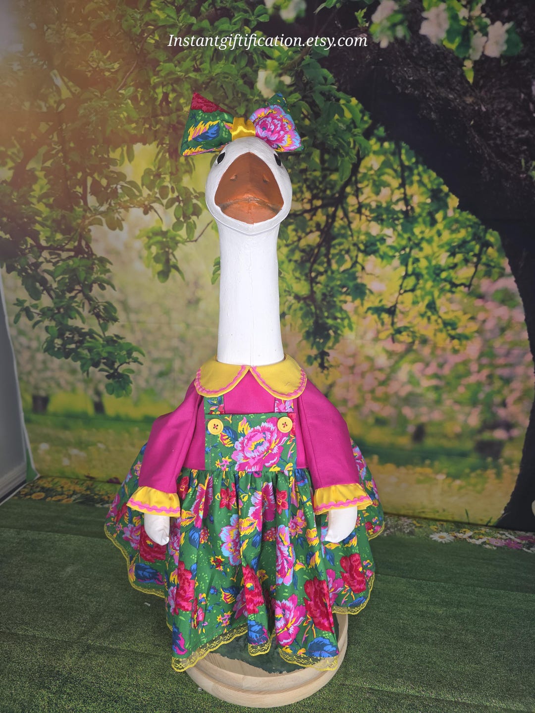 Spring / Summer Floral Dresse With Bow & Wig for Your Porch Goose - Etsy