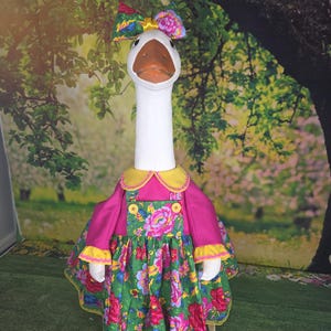 Spring / Summer Floral Dresse With Bow & Wig for Your Porch Goose - Etsy