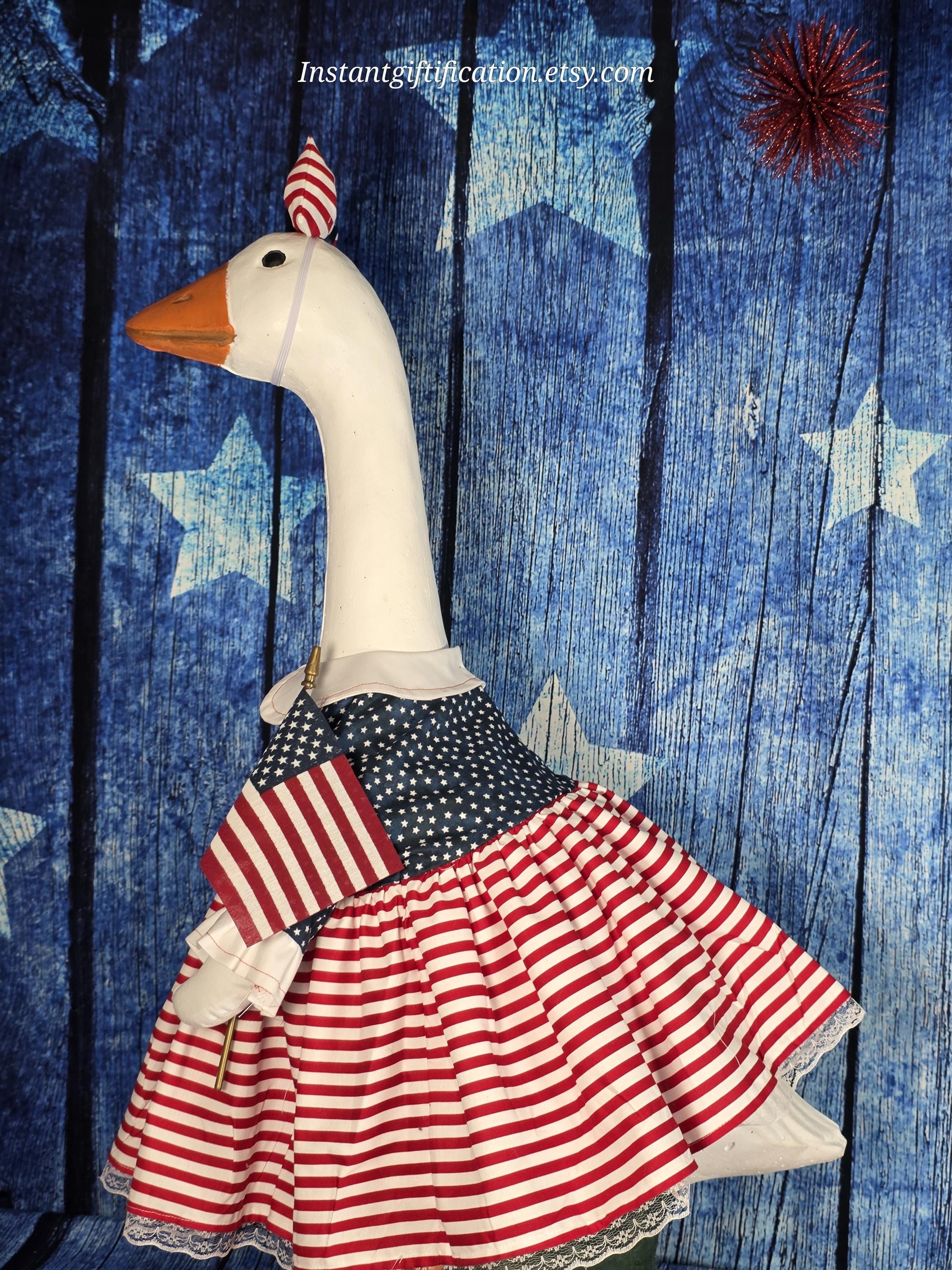 4th of July/ Summer Porch Goose Dress With Hair Bow, Wig & Flag! Fits a ...
