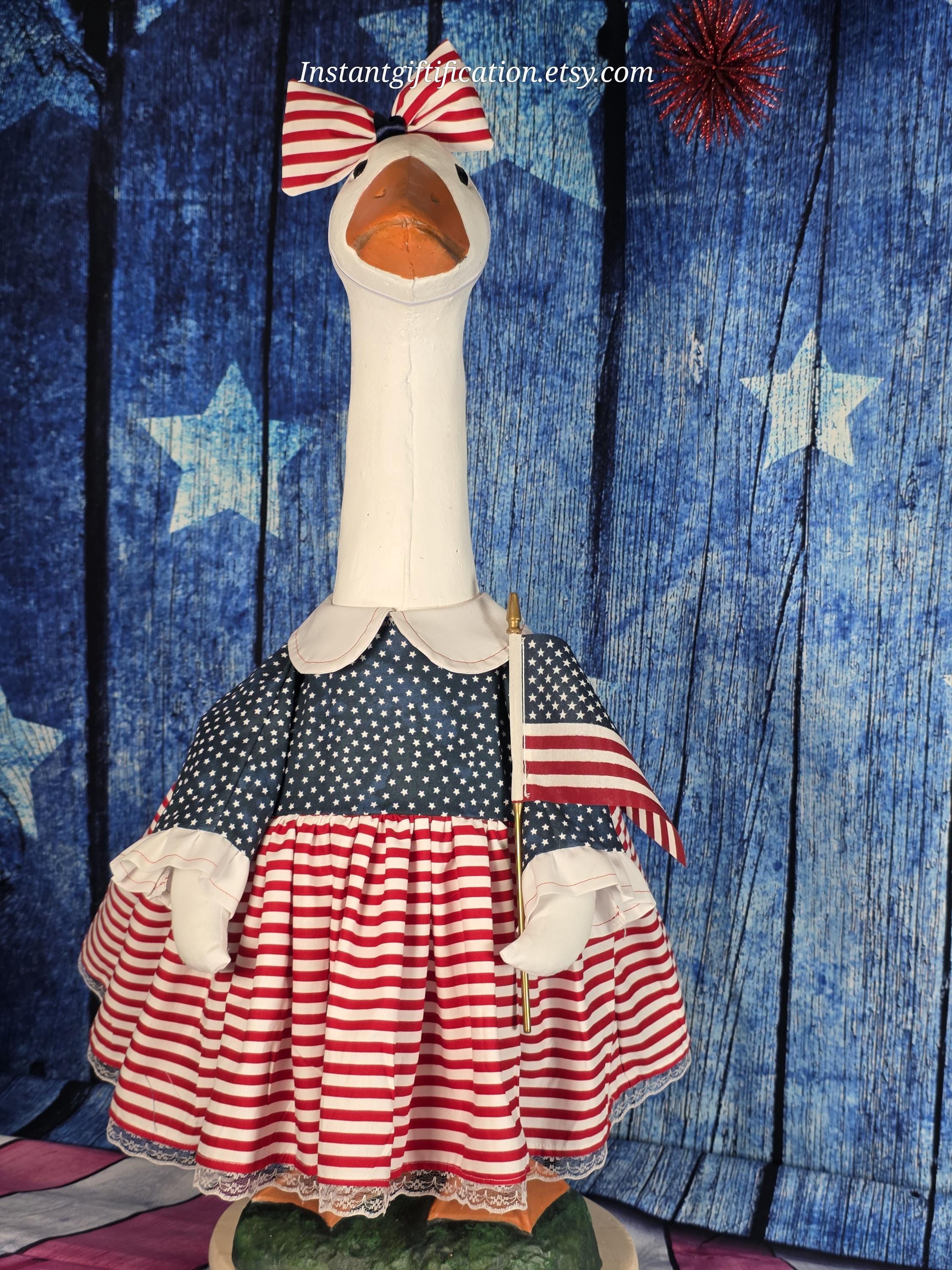 4th of July/ Summer Porch Goose Dress With Hair Bow, Wig & Flag! Fits a ...