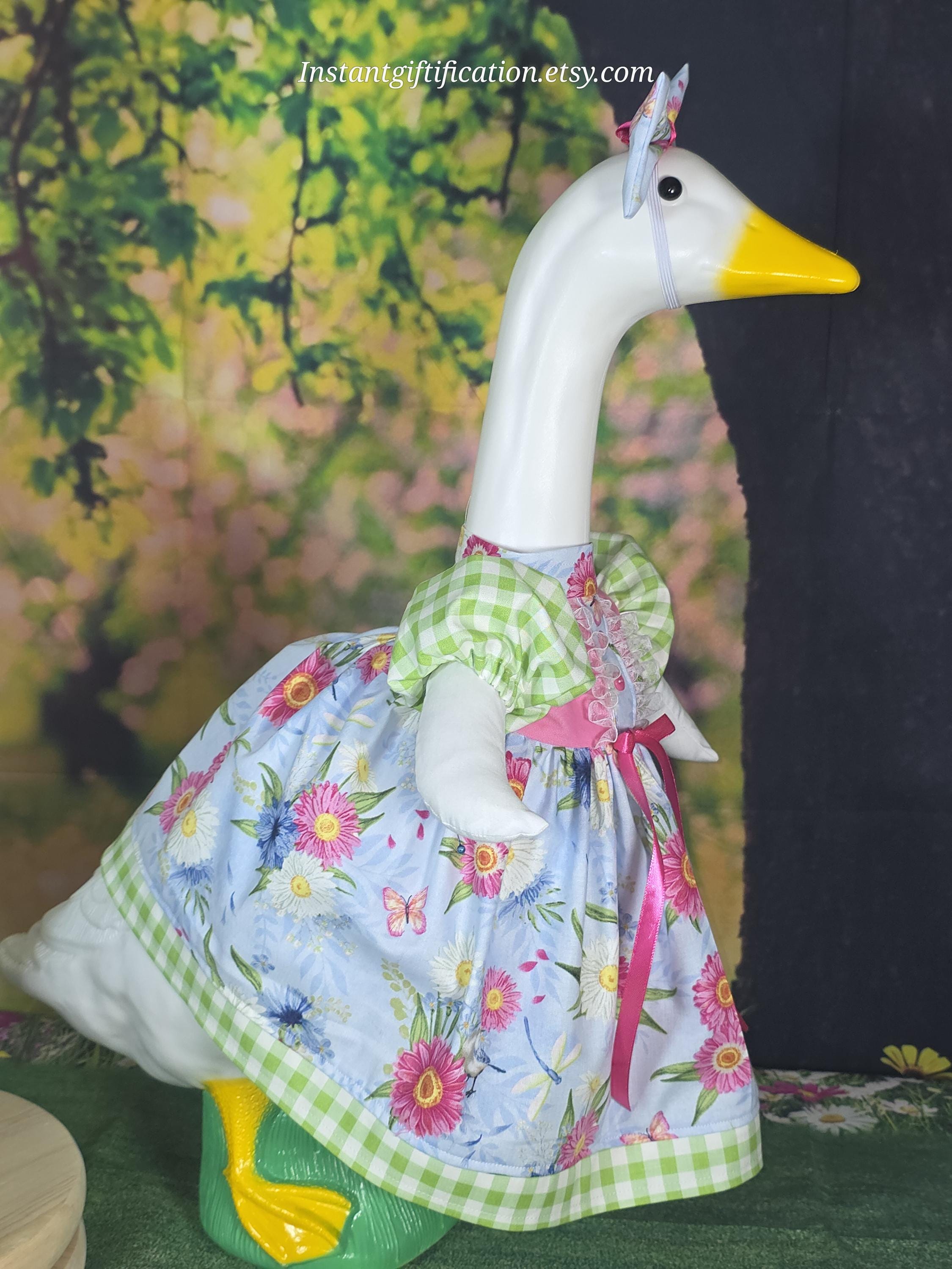 Floral Spring/ Summer/porch Goose Dress With Hair Bow & Wig, Fits 19-23 ...