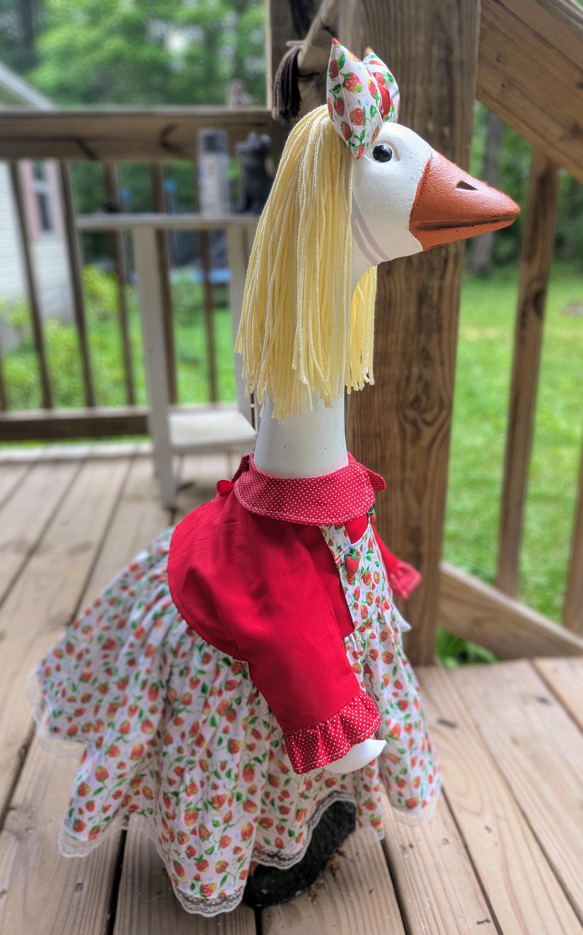 Spring / Summer/ Strawberry Fabric Porch Goose Dress With Hair Bow ...