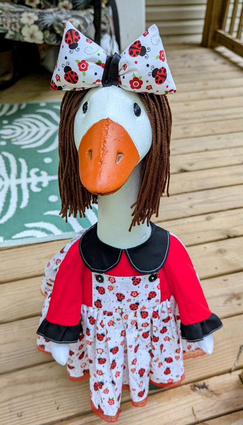 Spring / Summer/ Ladybug Porch Goose Dress With Hair Bow & Wig!! - Etsy