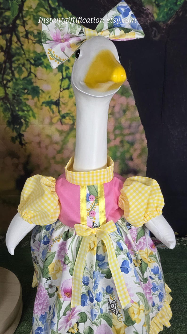 Spring / Summer / Floral Fabric Porch Goose Dress With Hair Bow & Wig ...