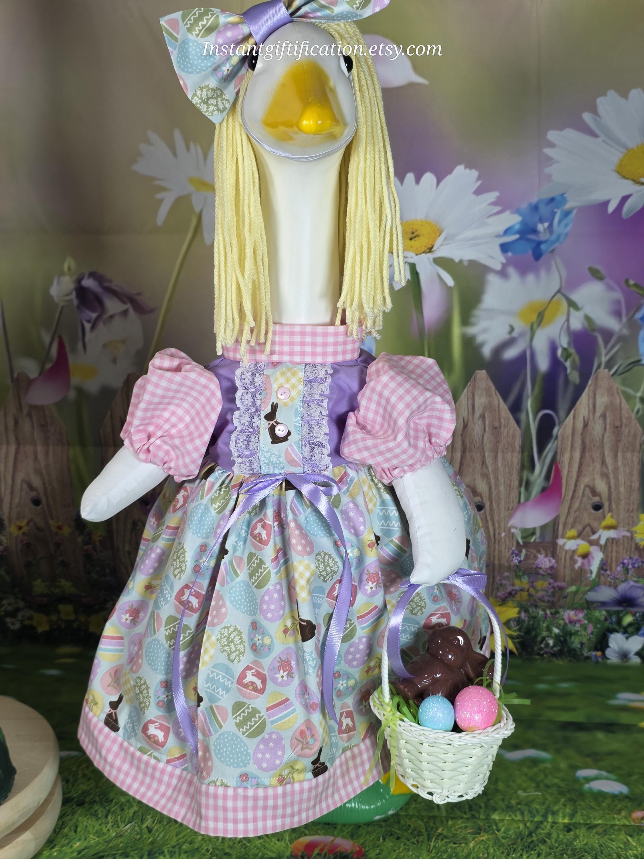 Easter Porch Goose Dress With Hair Bow & Wig, Fits 23" Goose - Etsy