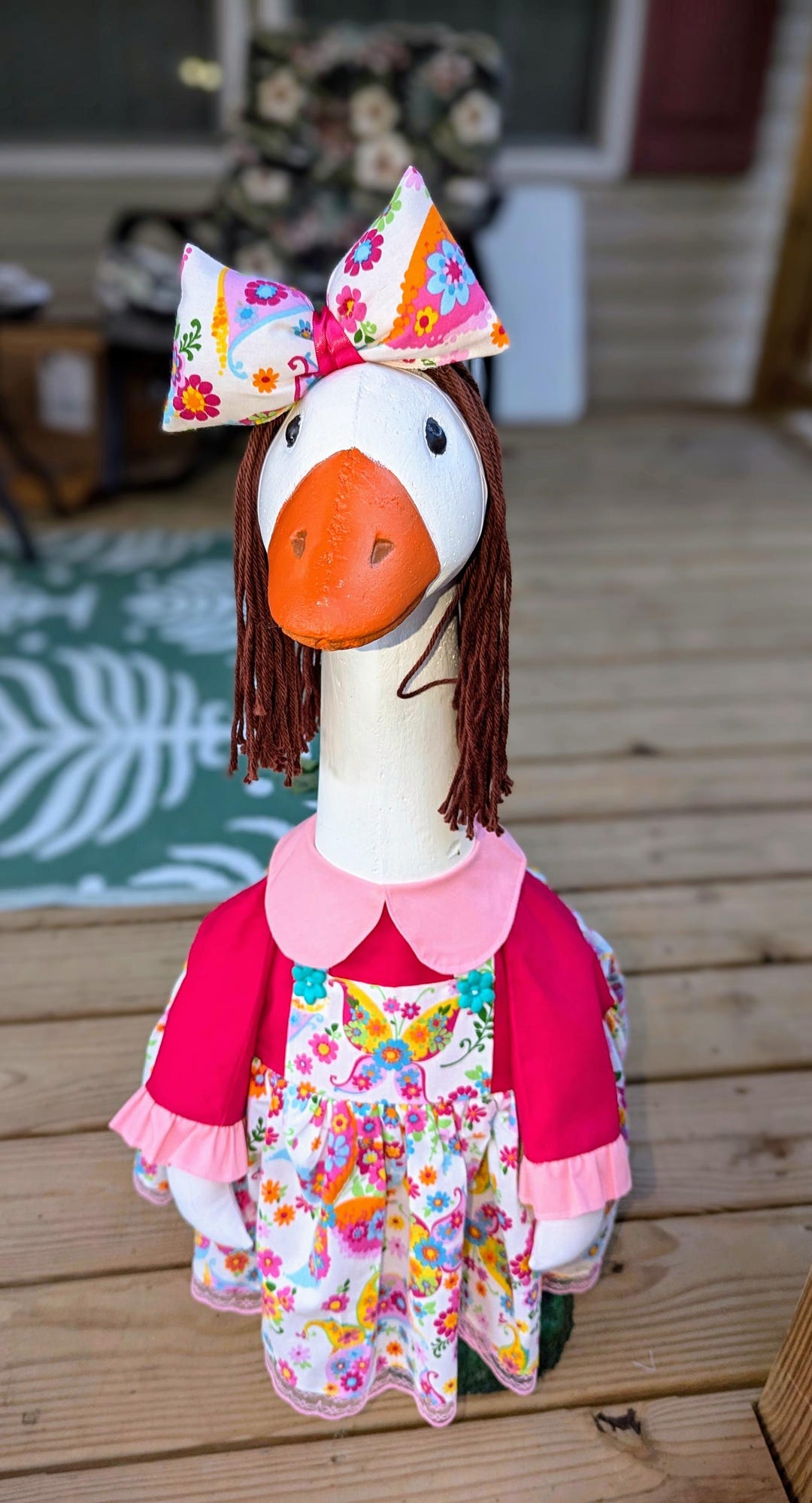 Spring / Summer / Butterfly Fabric Porch Goose Dress With Hair Bow ...