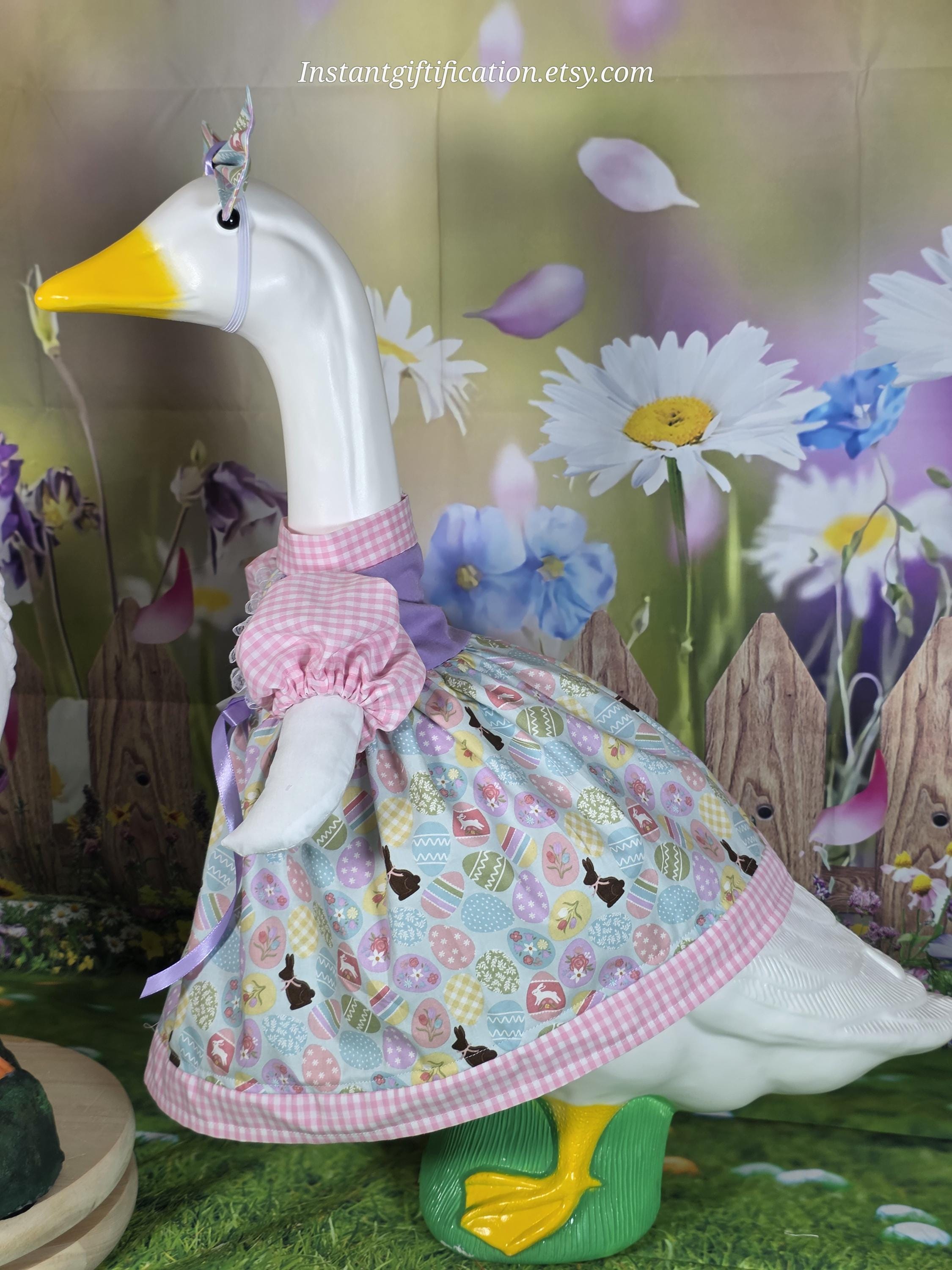 Easter Porch Goose Dress With Hair Bow & Wig, Fits 23" Goose - Etsy