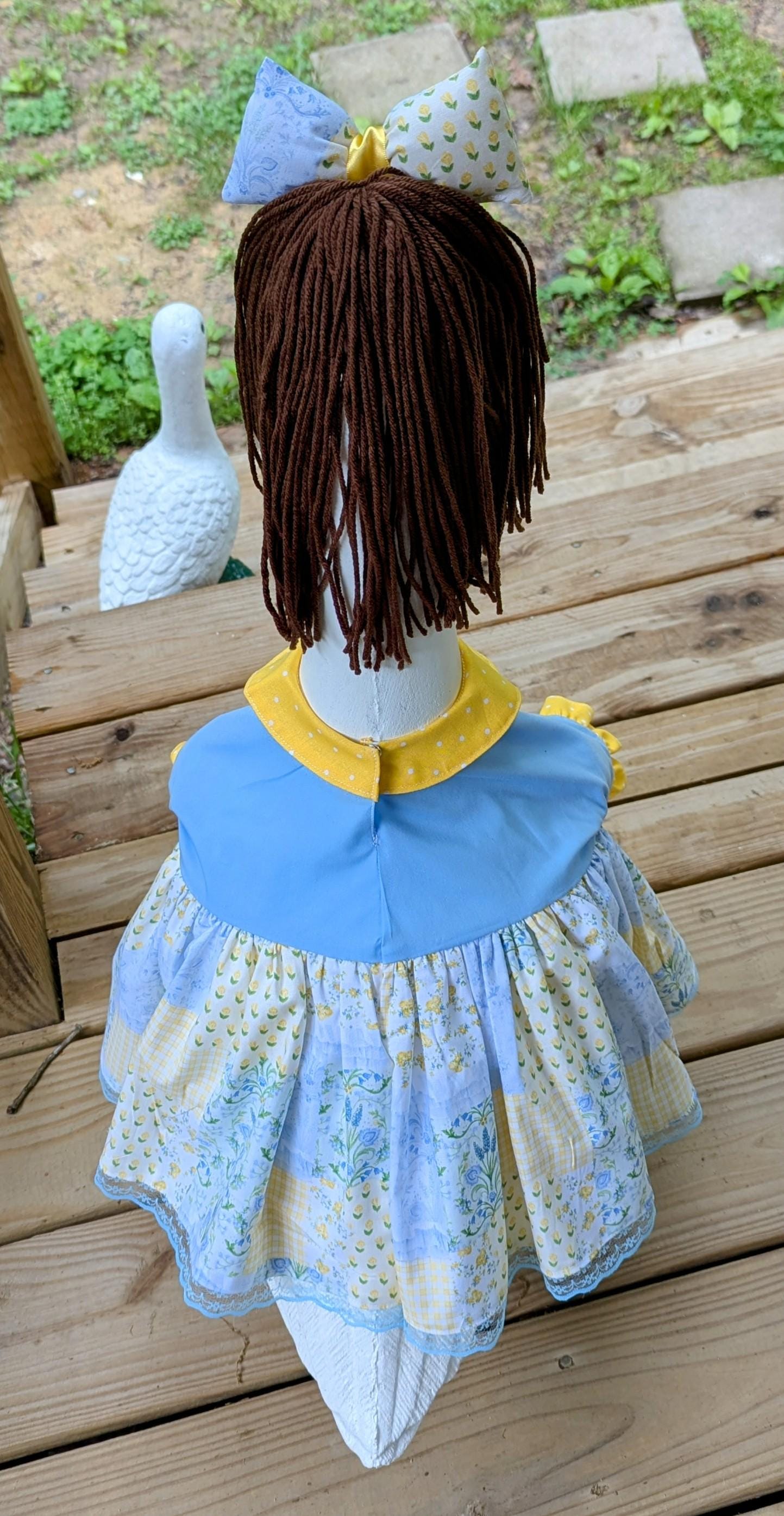 Spring / Summer / Patchwork Porch Goose Dress With Hair Bow & Wig. Fits ...