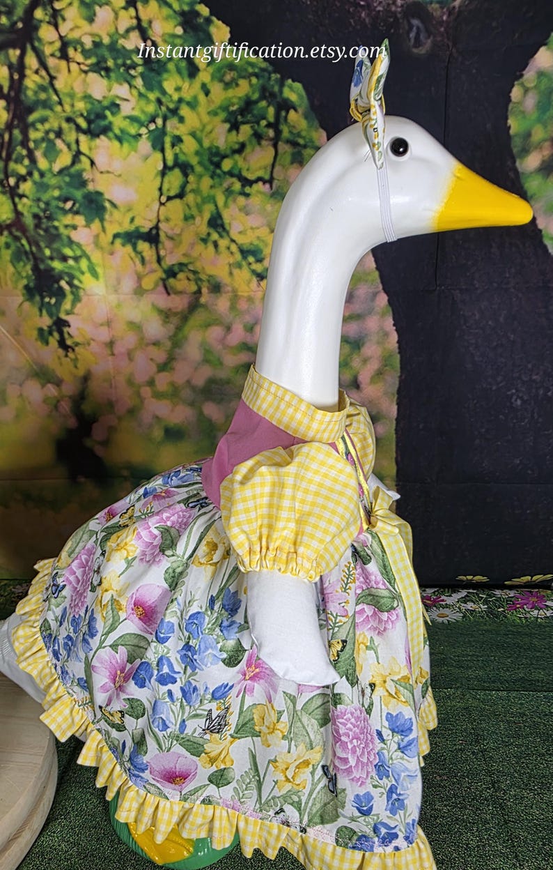 Spring / Summer / Floral Fabric Porch Goose Dress With Hair Bow & Wig ...