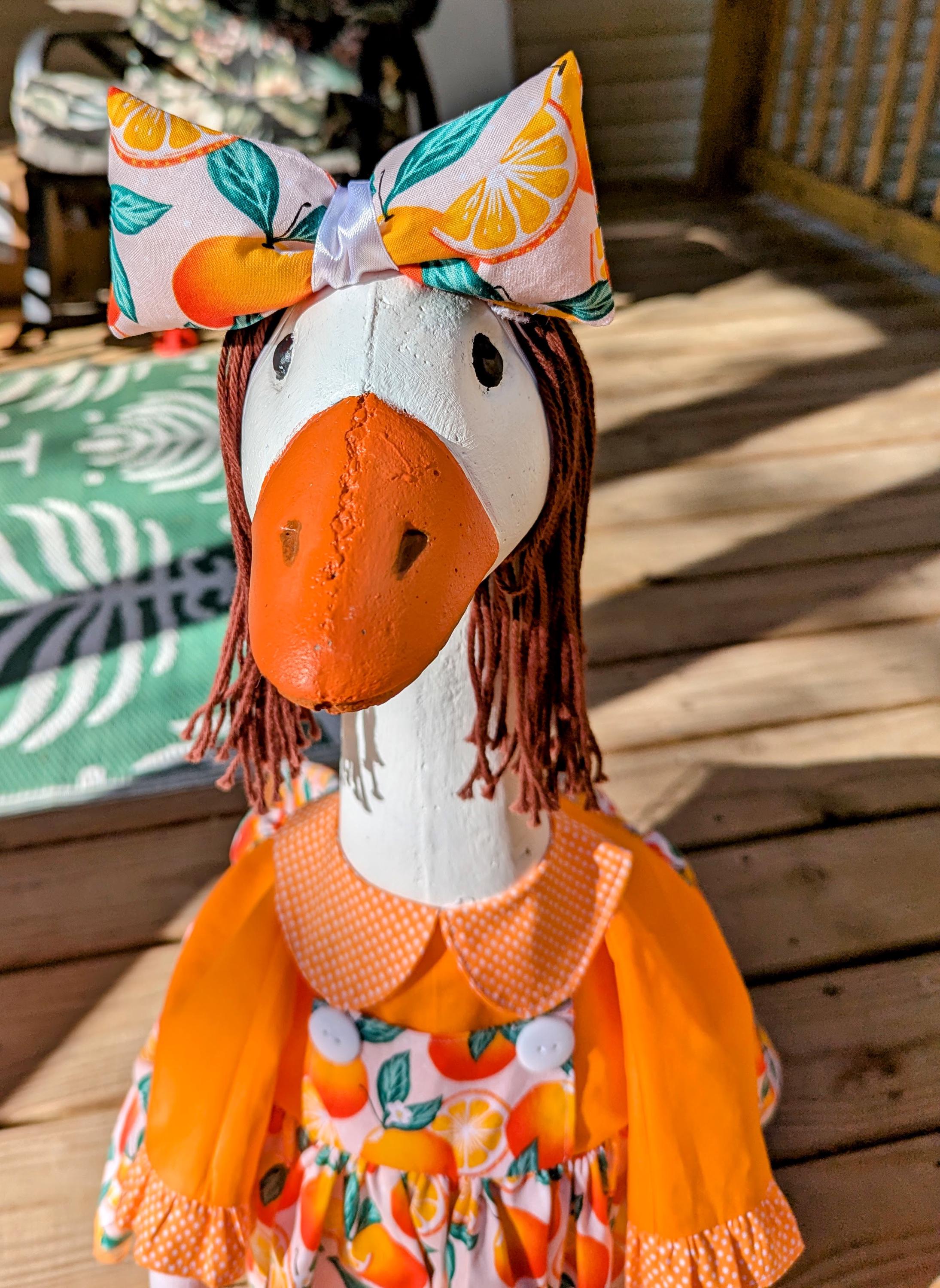 Spring / Summer/ Oranges Porch Goose Dress With Hair Bow & Wig!! Fits a ...