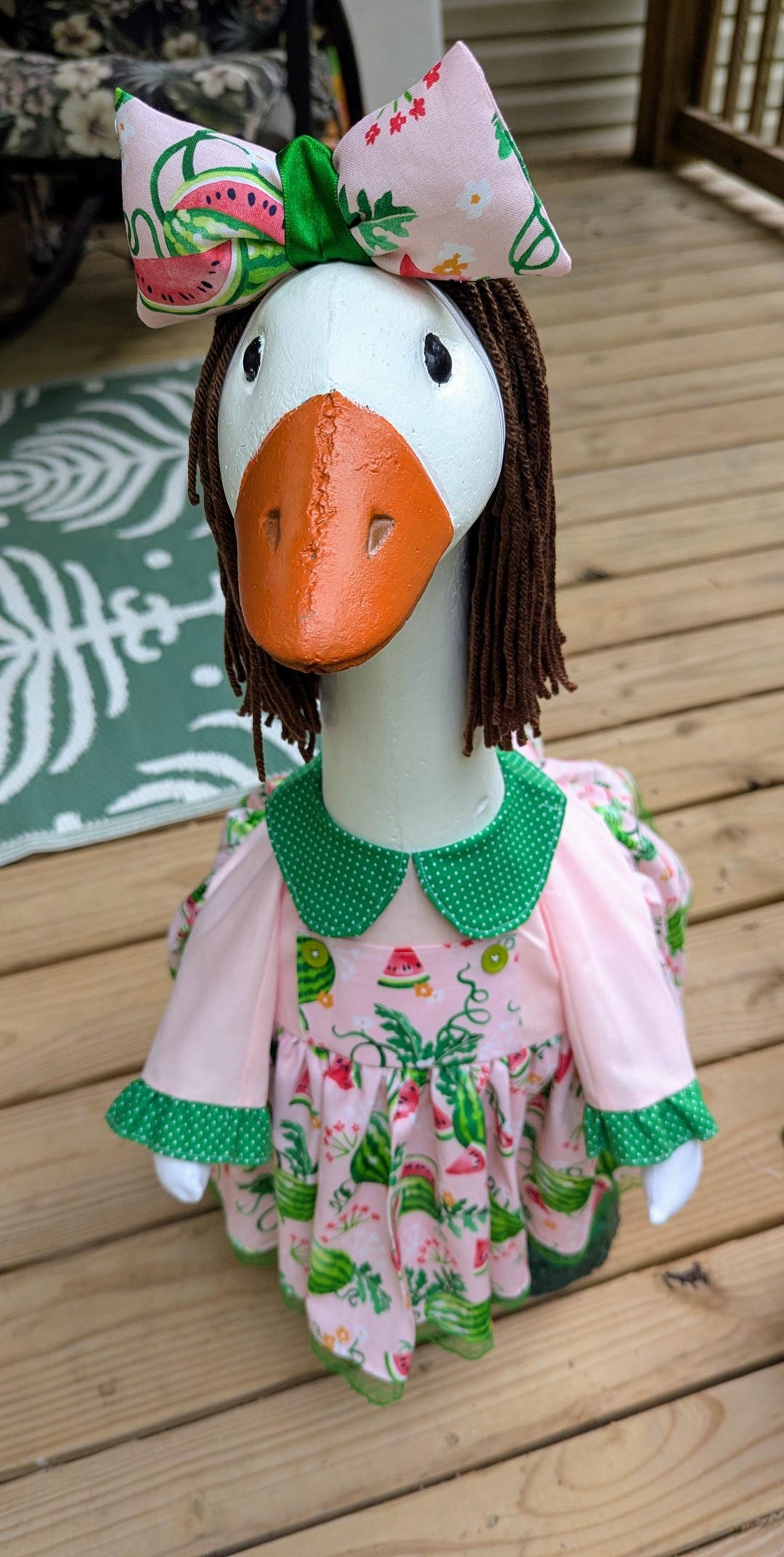 Spring / Summer/ Watermelon Fabric Porch Goose Dress With Hair Bow ...
