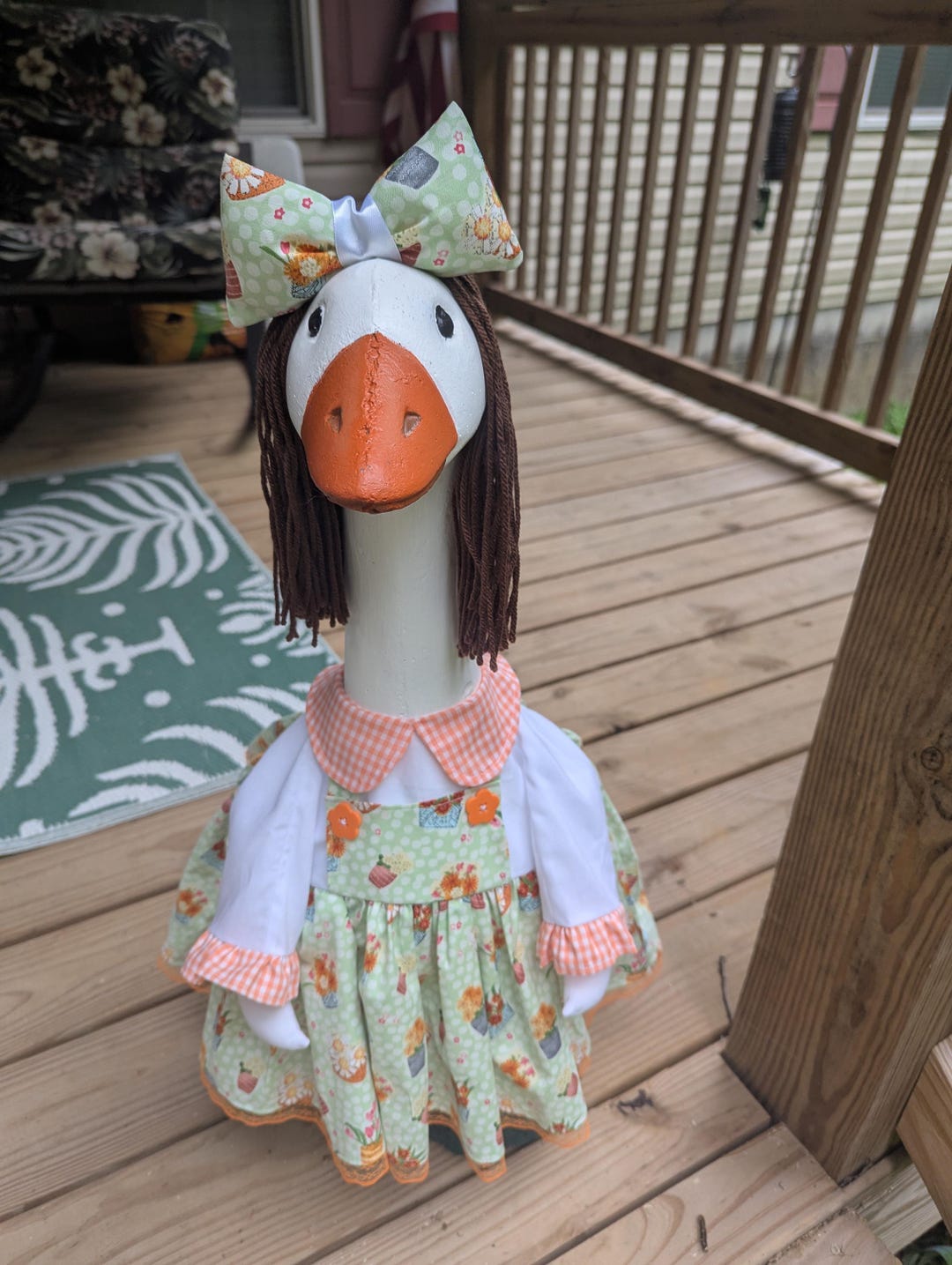 Spring / Summer/ Flowerpot Fabric Porch Goose Dress With Hair Bow & Wig ...