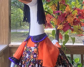 Halloween/Ghost/ Fall Dress for a Porch Goose with Hair Bow & Fits a 14-29" Goose. Select size at checkout.Wig
