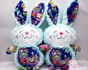 Handmade Bunny Plushie, Luxe Fabric, Long Ears, 11"