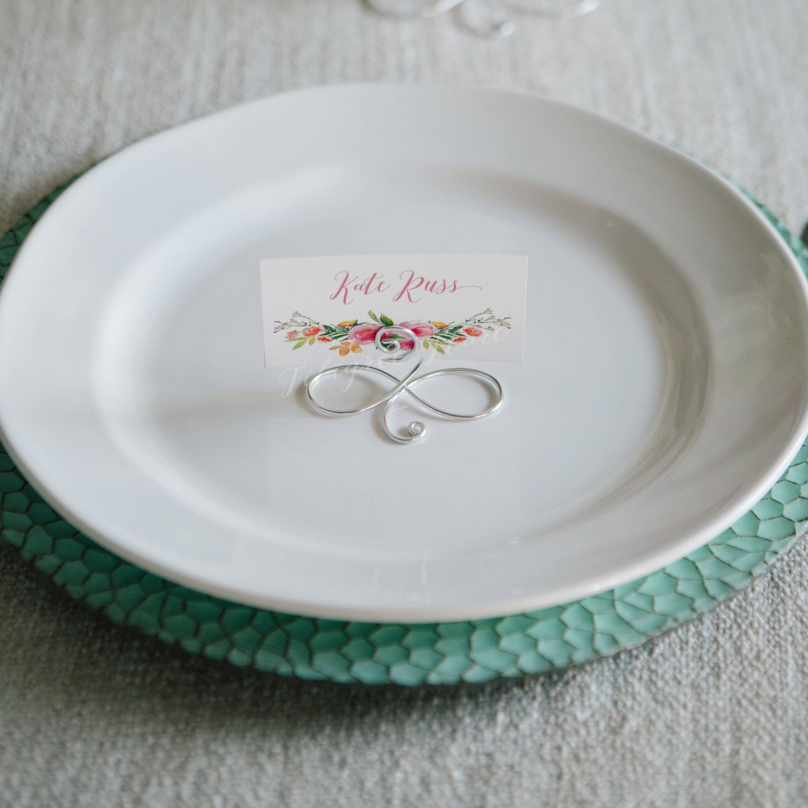 12 Silver Wedding Name Place Card Holders Set of 12 Card Etsy