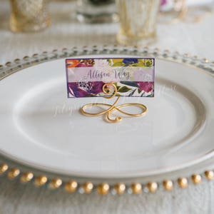 10 Gold Wire Name Place Cards, or Wire Table Number Holders, Gold Wire infinity Bow Table Number Holders or Stands