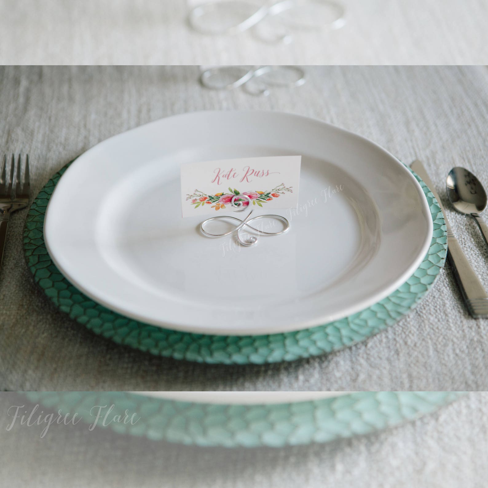 12 Silver Wedding Name Place Card Holders Set of 12 Card Etsy