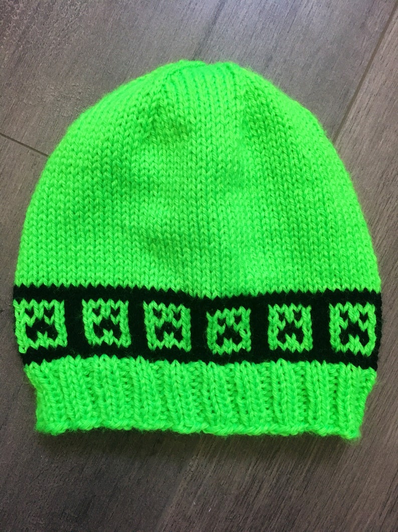 Creeper Knit Hat. Hand Knit in the Style of Minecraft. Green | Etsy