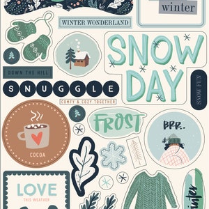Carta Bella SNOW Much Fun Collection Adhesive Chipboard Phrases, Winter/Snow Theme Scrapbook and Papercraft